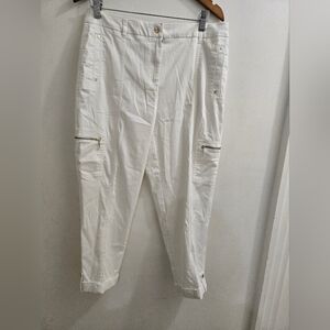 Chicos white utility crop tie bottom pants size 1 M